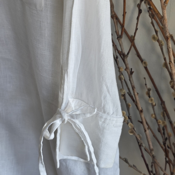 Zara White Button-Down Linen-Blend Shirt - Picture 5 of 6
